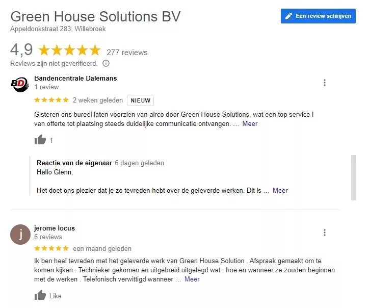 een google review van Green House Solutions